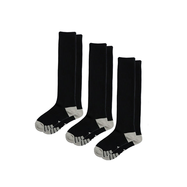 3-Pack All-Black Compression Socks for Work, Travel and All-Day Leg Support