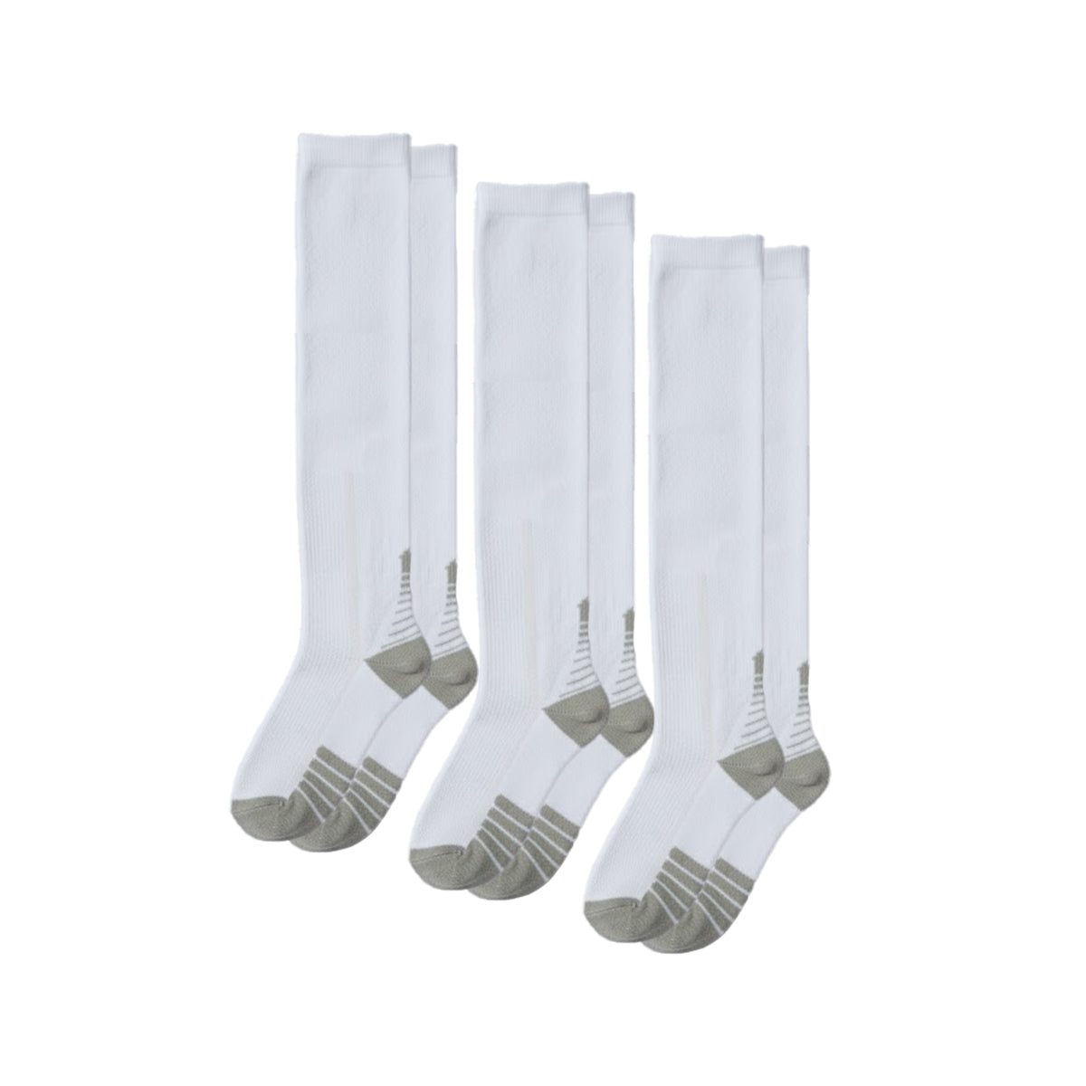 3-Pack White Compression Socks for Work, Travel and All-Day Leg Support
