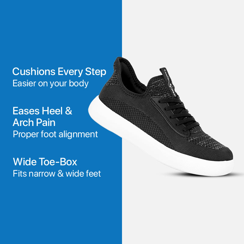 Women's Daily Slip-On Comfort Shoes for Walking and Standing All Day - Black