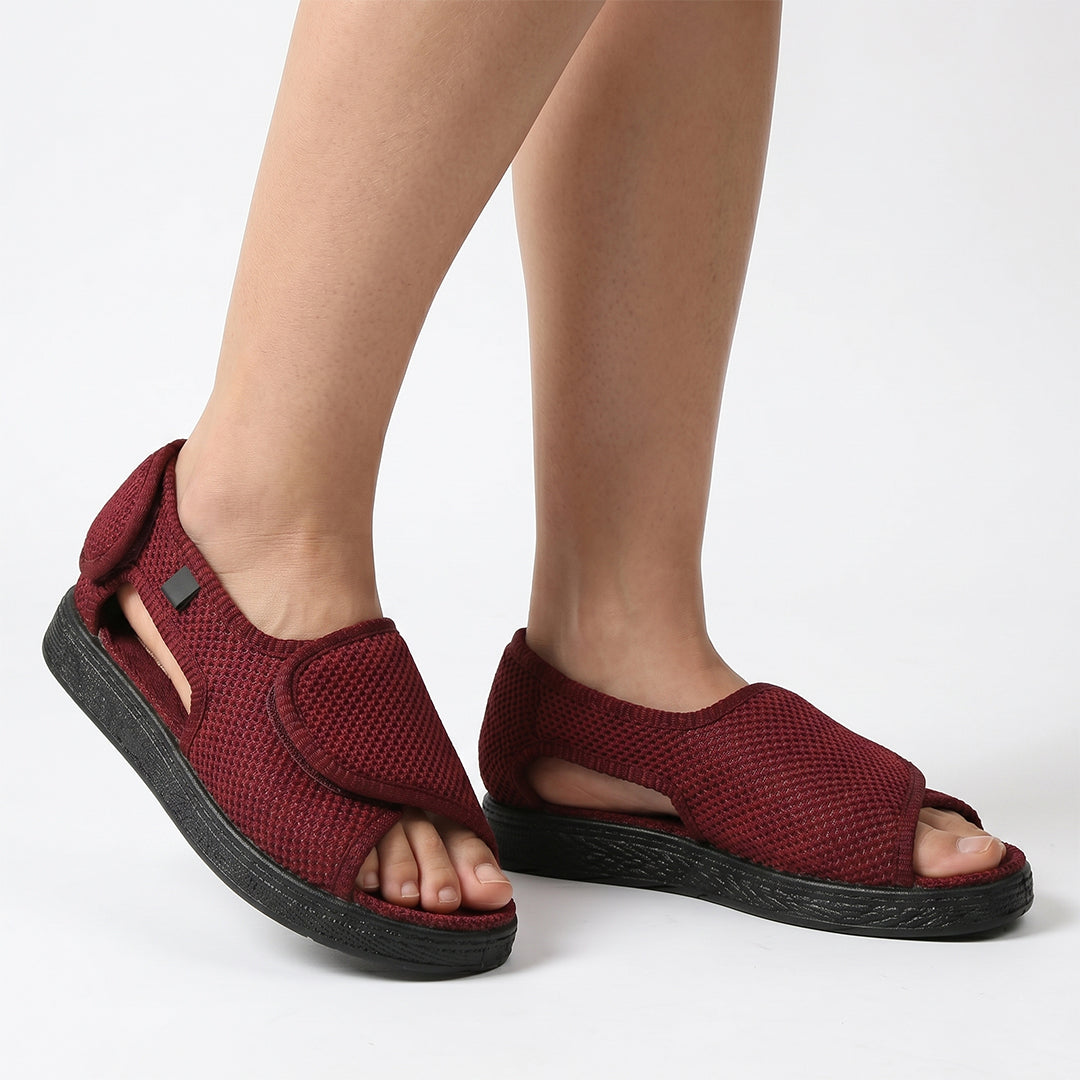 Women's Wide Fit Comfort Sandals for Walking, Travel and Everyday Support - Red