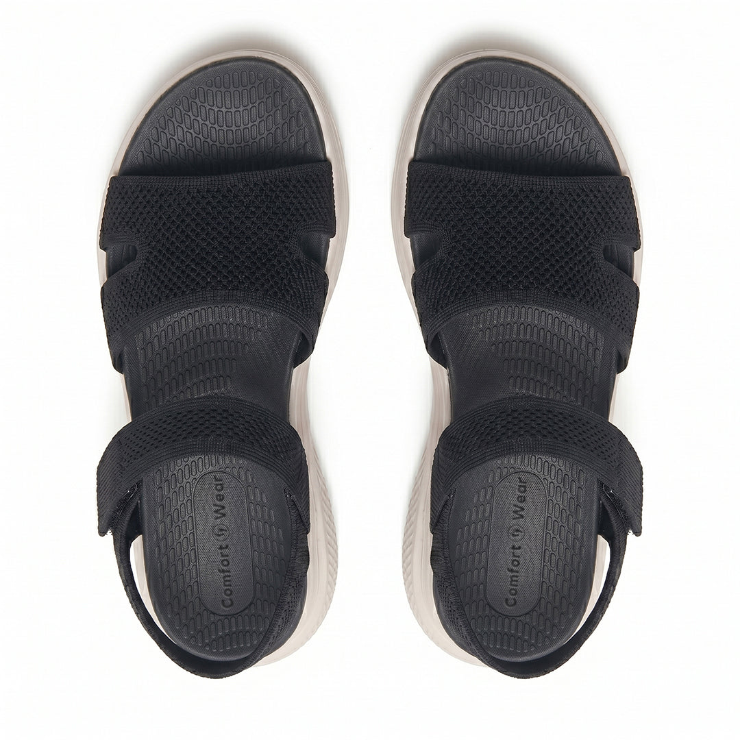Women's Flexible Comfort Sandals for Summer Walking and Everyday Wear - Black