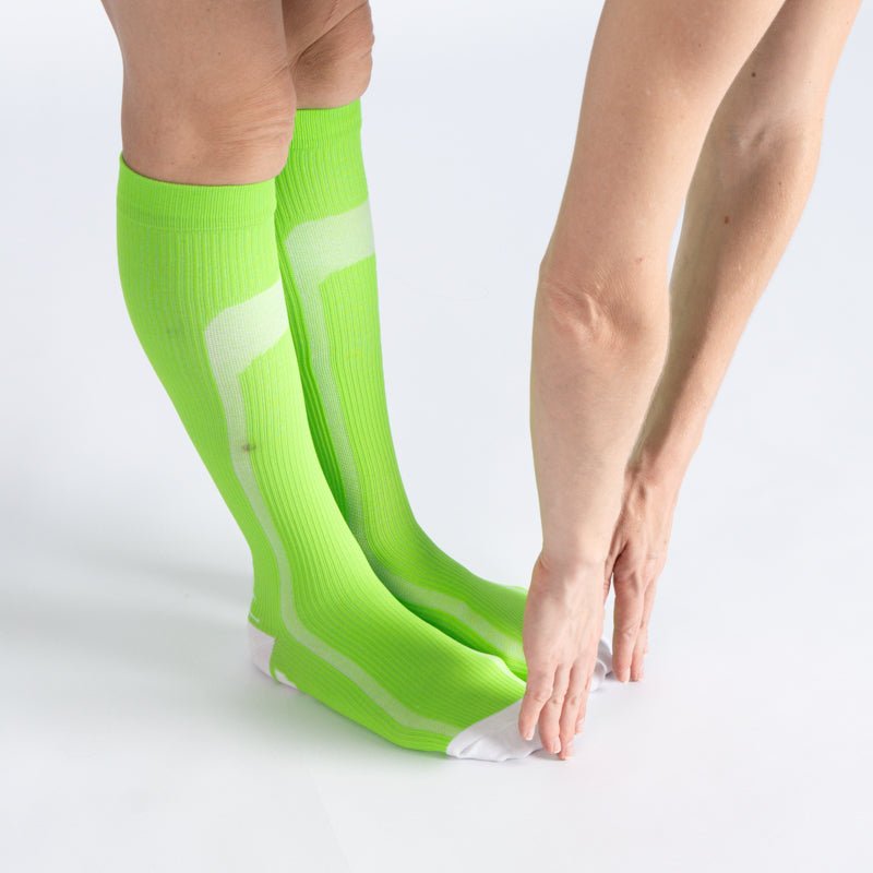 Comfort Compression Socks for Work, Travel and All-Day Leg Support - Green White