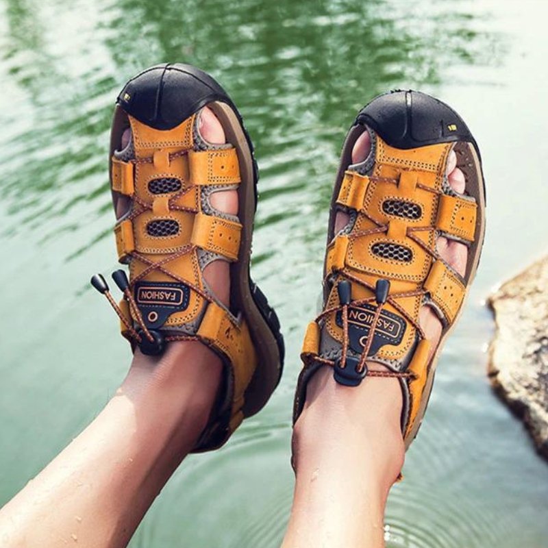 Men's Ortho Heel Strap Sandals for Hiking, Walking and Outdoor Comfort - Yellow