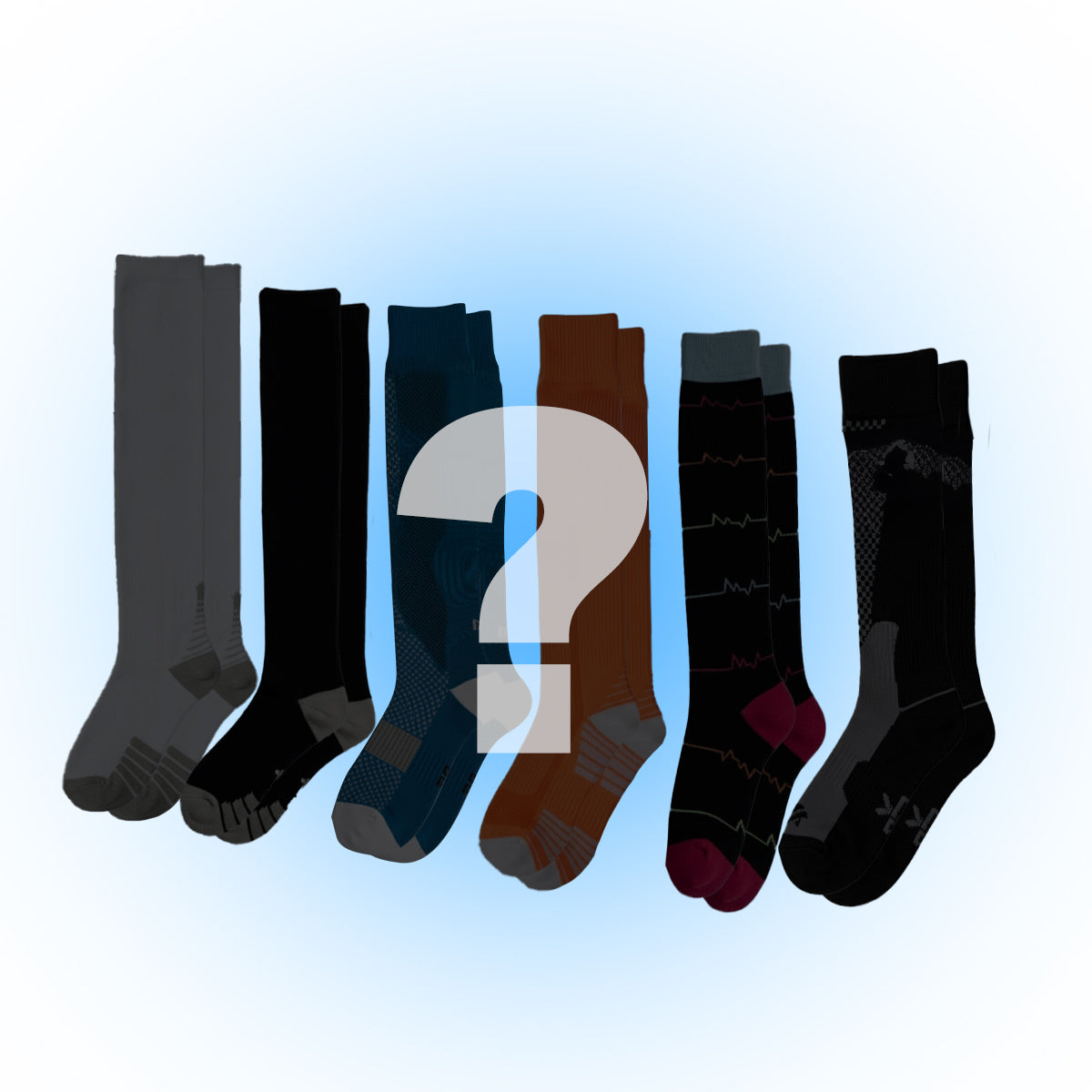 6-Pack Mystery Compression Socks for Work, Travel and All-Day Leg Support