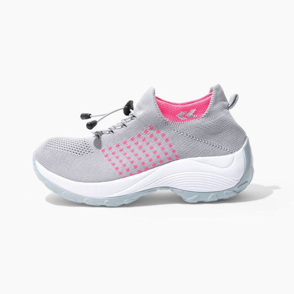 Women's Ortho Stretch Cushion Shoes for Arch Support and All-Day Walking Comfort - Gray Pink