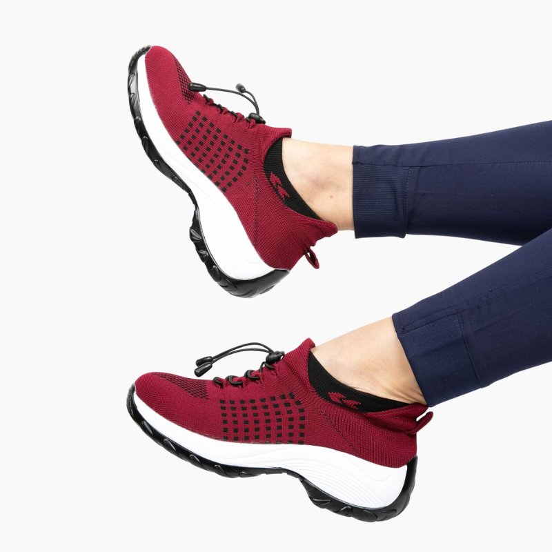 Women's Ortho Stretch Cushion Shoes for Arch Support and All-Day Walking Comfort - Red