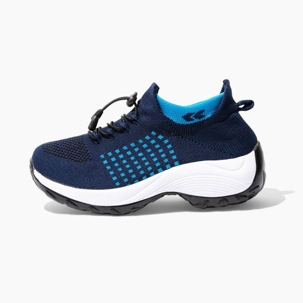 Women's Ortho Stretch Cushion Shoes for Arch Support and All-Day Walking Comfort - White Blue