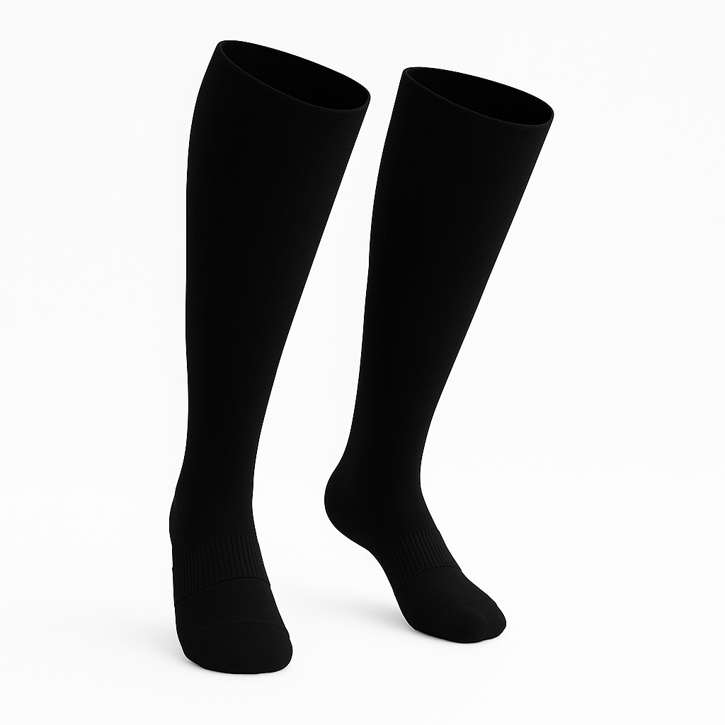 Padded Extra-Stretch Knee Socks for Wide Feet, Swelling and All-Day Comfort - Black