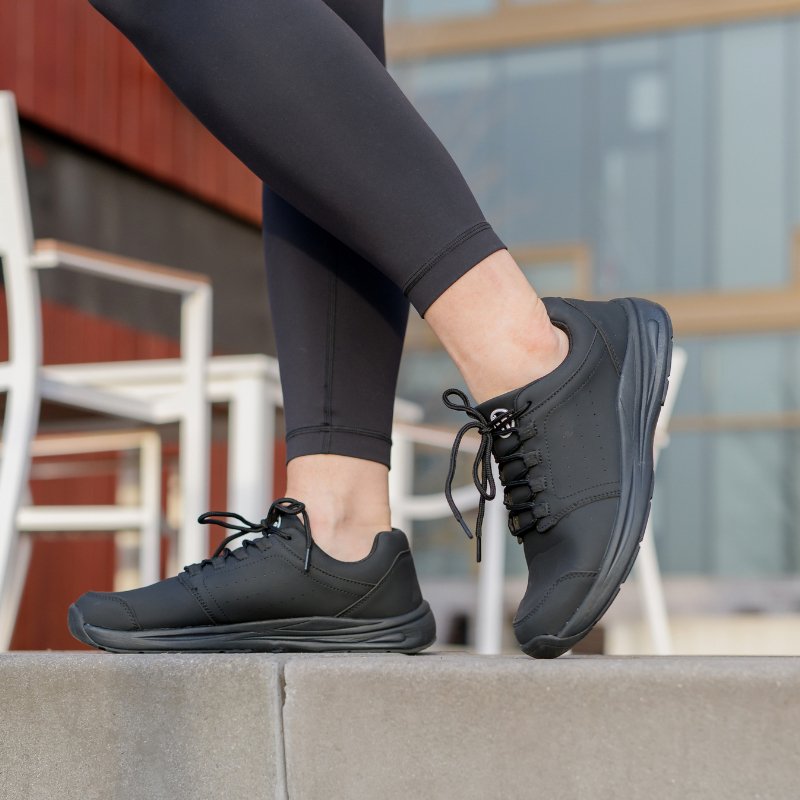 Women's Stride Cushion Walking Shoes for Everyday Comfort and Arch Support - Midnight Black