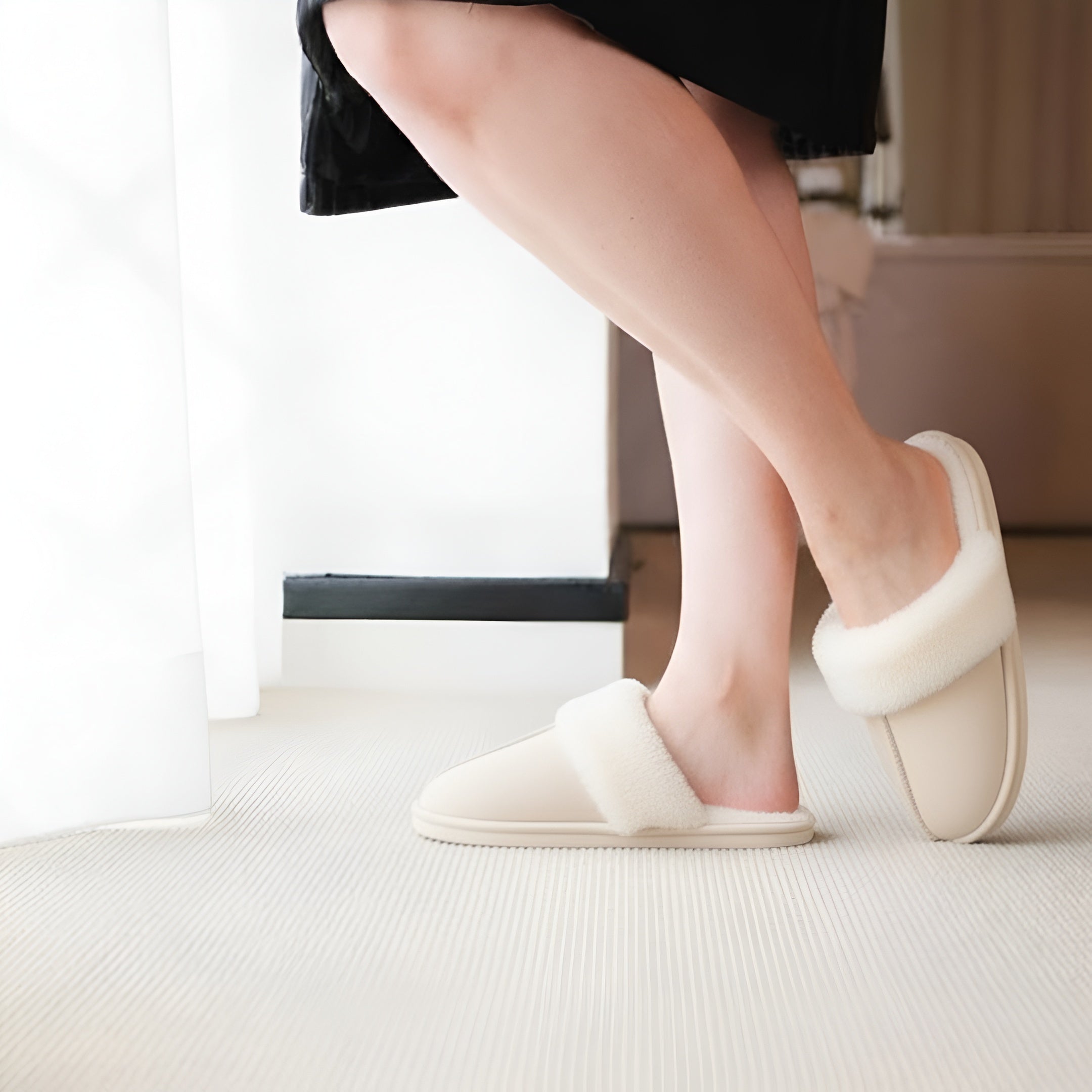 Women's Cozy House Slippers for Indoor Warmth and Everyday Comfort - Cream