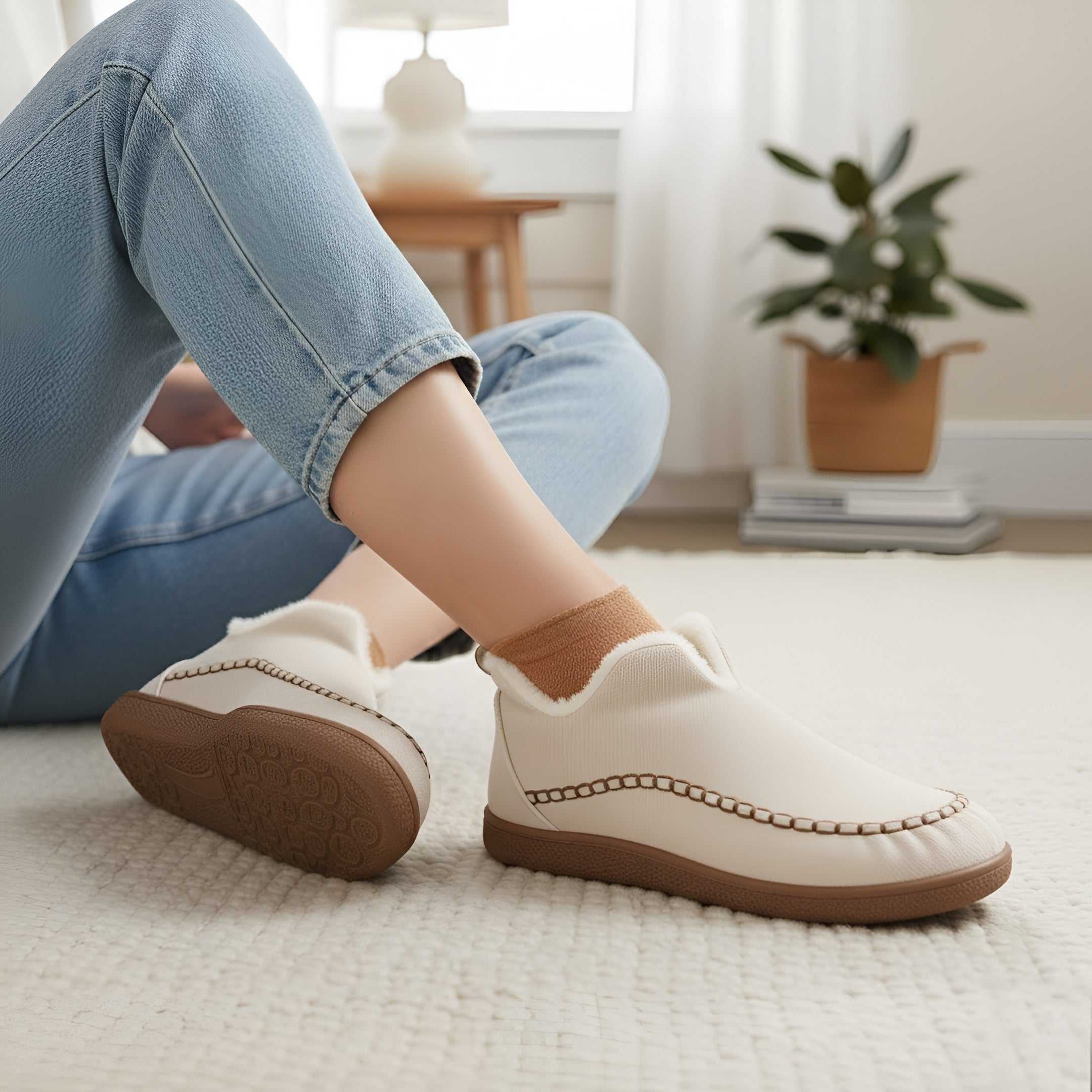 Cloud Cushion House Slippers for Indoor Comfort and Everyday Home Wear - Cream