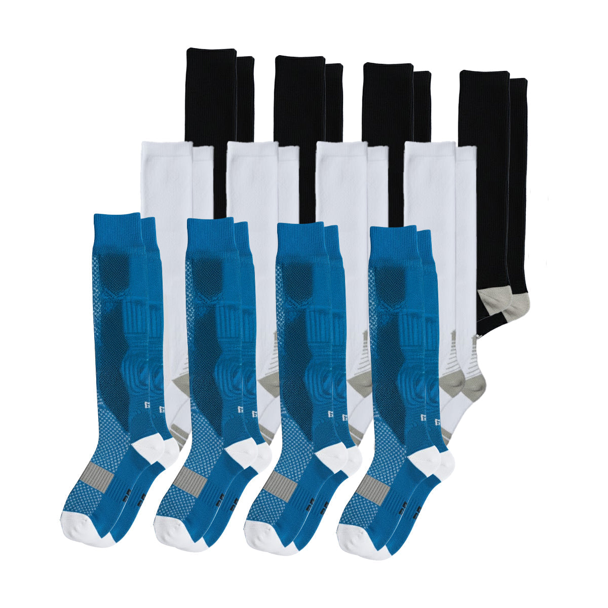 12-Pack Comfort Compression Socks for Work, Travel and All-Day Leg Support