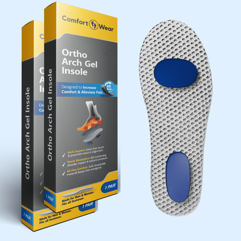 2-Pack Ortho Arch Support Gel Insoles for Walking, Work and All-Day Foot Comfort