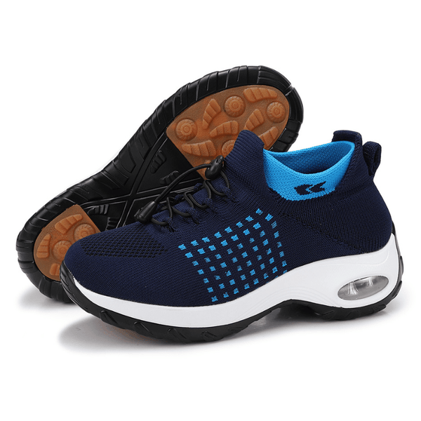 Women's Ortho Stretch Air Slip-On Shoes for Arch Support and All-Day Comfort - White Blue