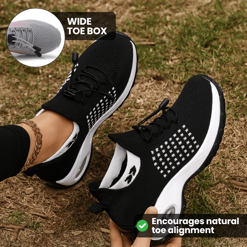 Women's Ortho Stretch Air Slip-On Shoes for Arch Support and All-Day Comfort - Black