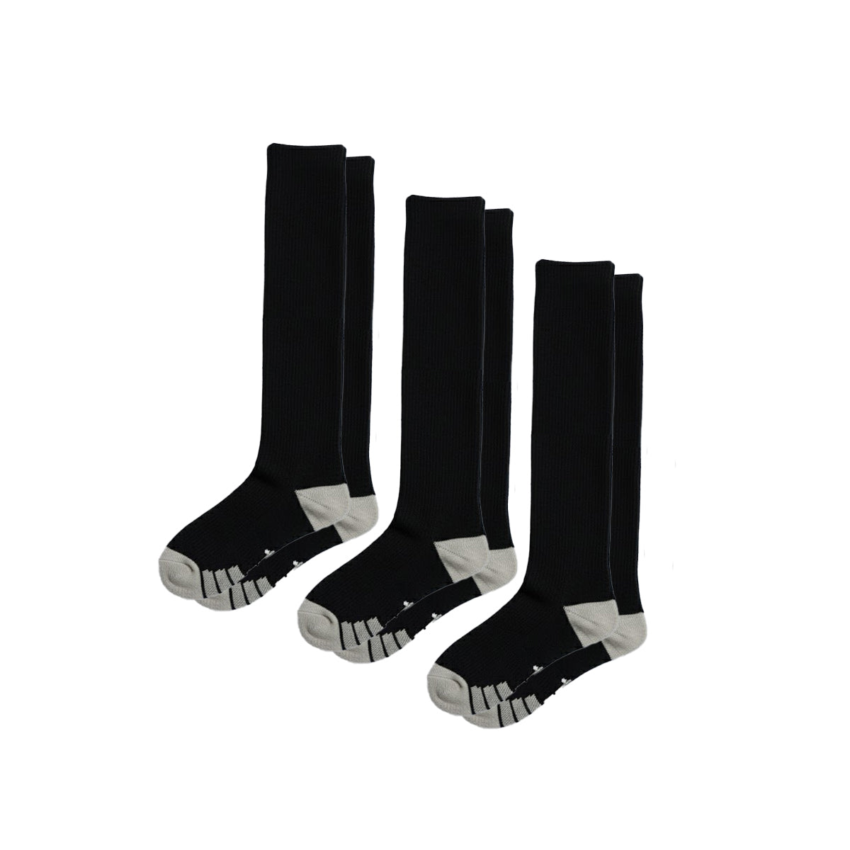 3-Pack All-Black Compression Socks for Work, Travel and All-Day Leg Support