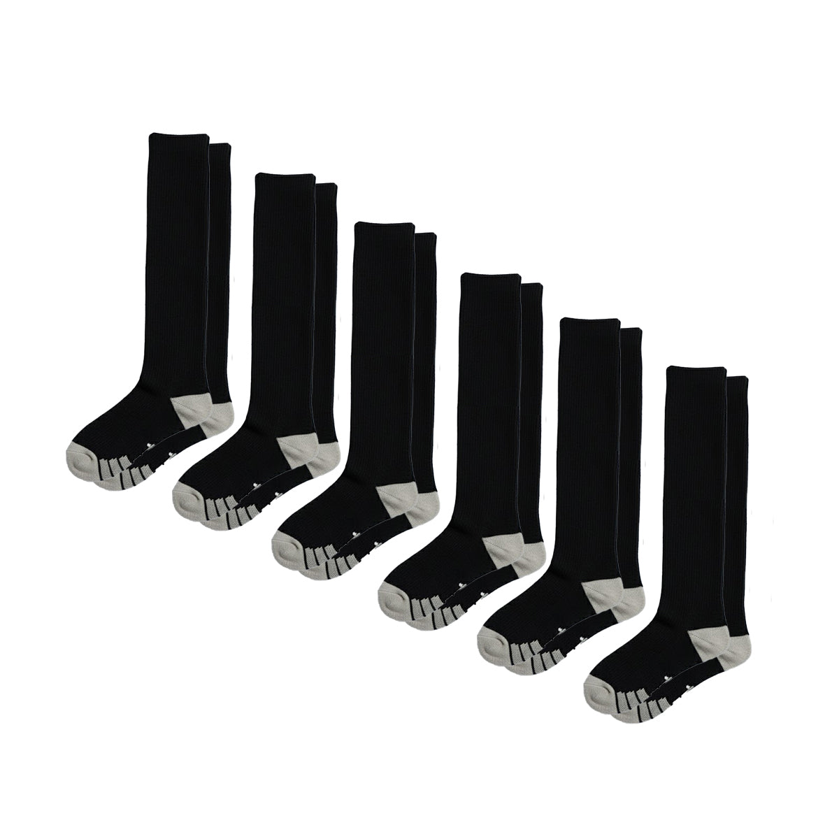 6-Pack All-Black Compression Socks for Work, Travel and All-Day Leg Support