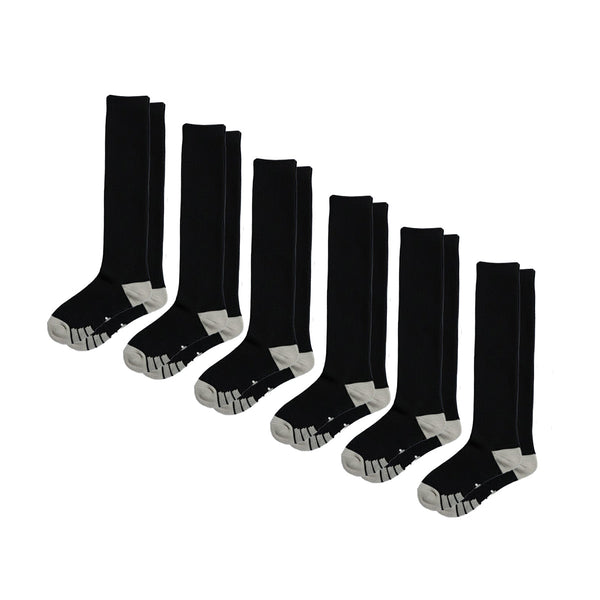 6-Pack All-Black Compression Socks for Work, Travel and All-Day Leg Support