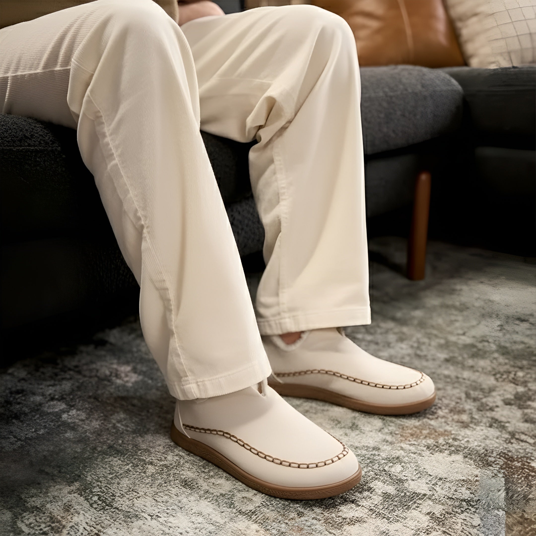 Cloud Cushion House Slippers for Indoor Comfort and Everyday Home Wear - Cream