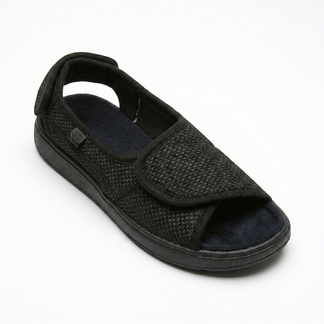 Women's Wide Fit Comfort Sandals for Walking, Travel and Everyday Support - Black