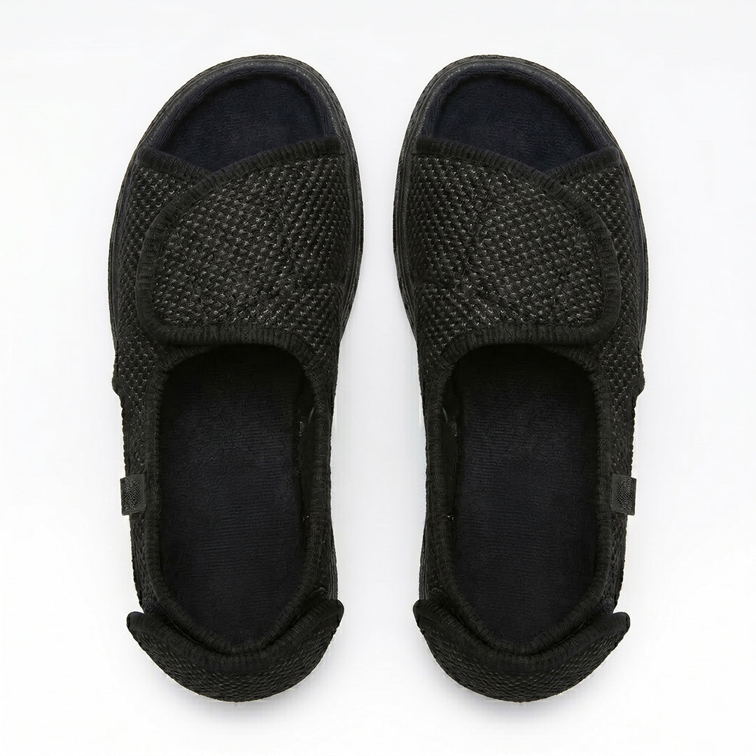 Women's Wide Fit Comfort Sandals for Walking, Travel and Everyday Support - Black