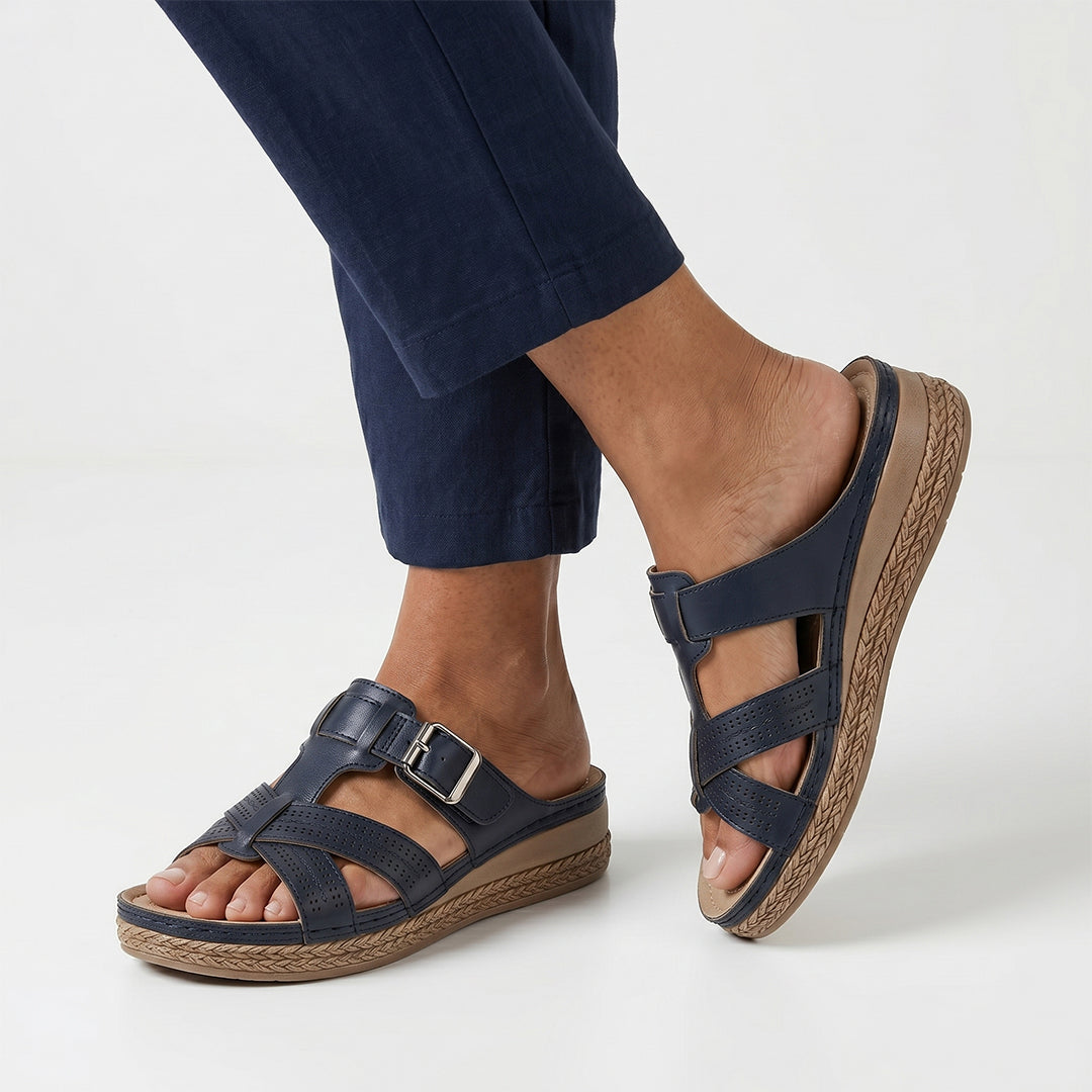 Ortho Roman Cushion Sandals for Everyday Walking and Arch Support - Black