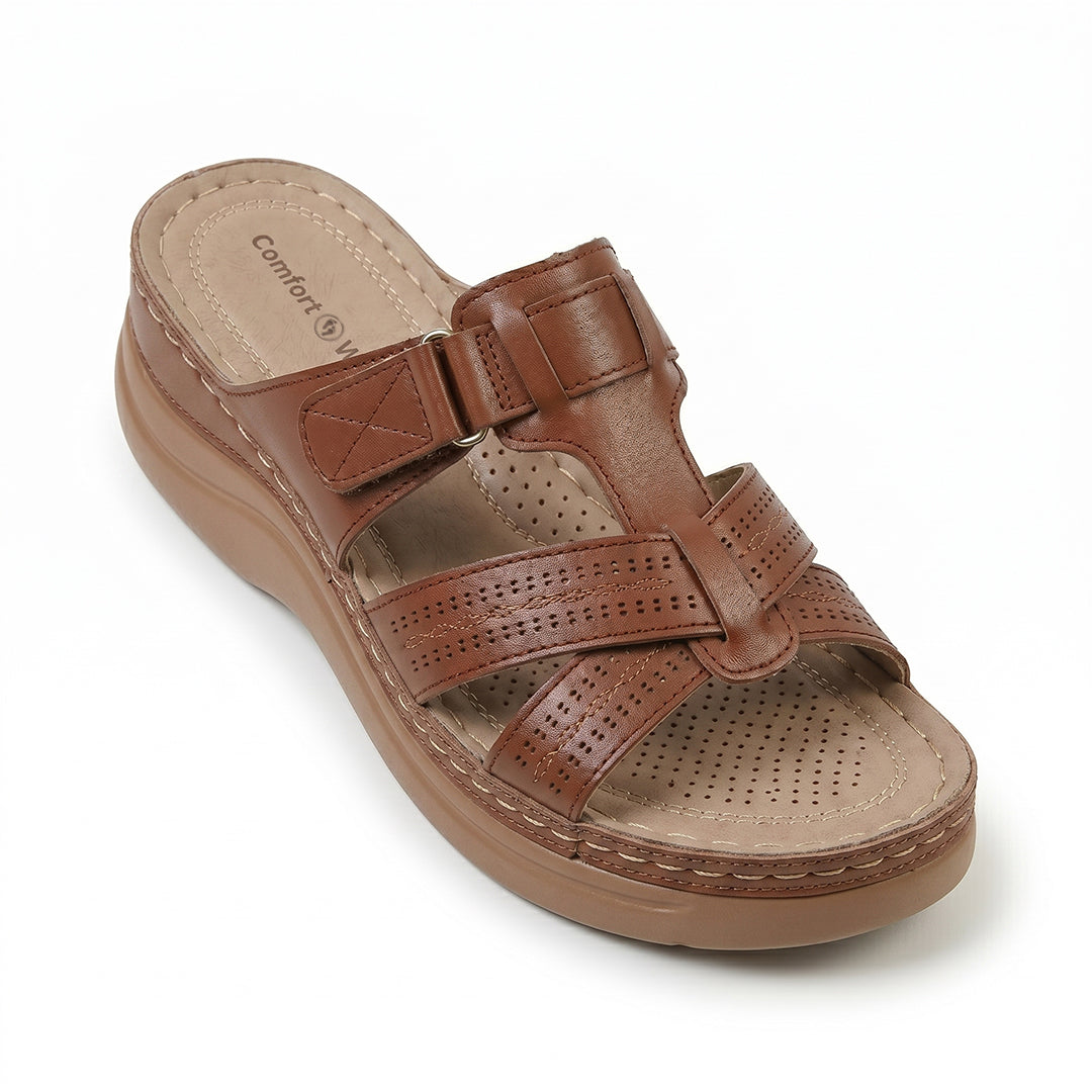 Ortho Roman Cushion Sandals for Everyday Walking and Arch Support - Brown