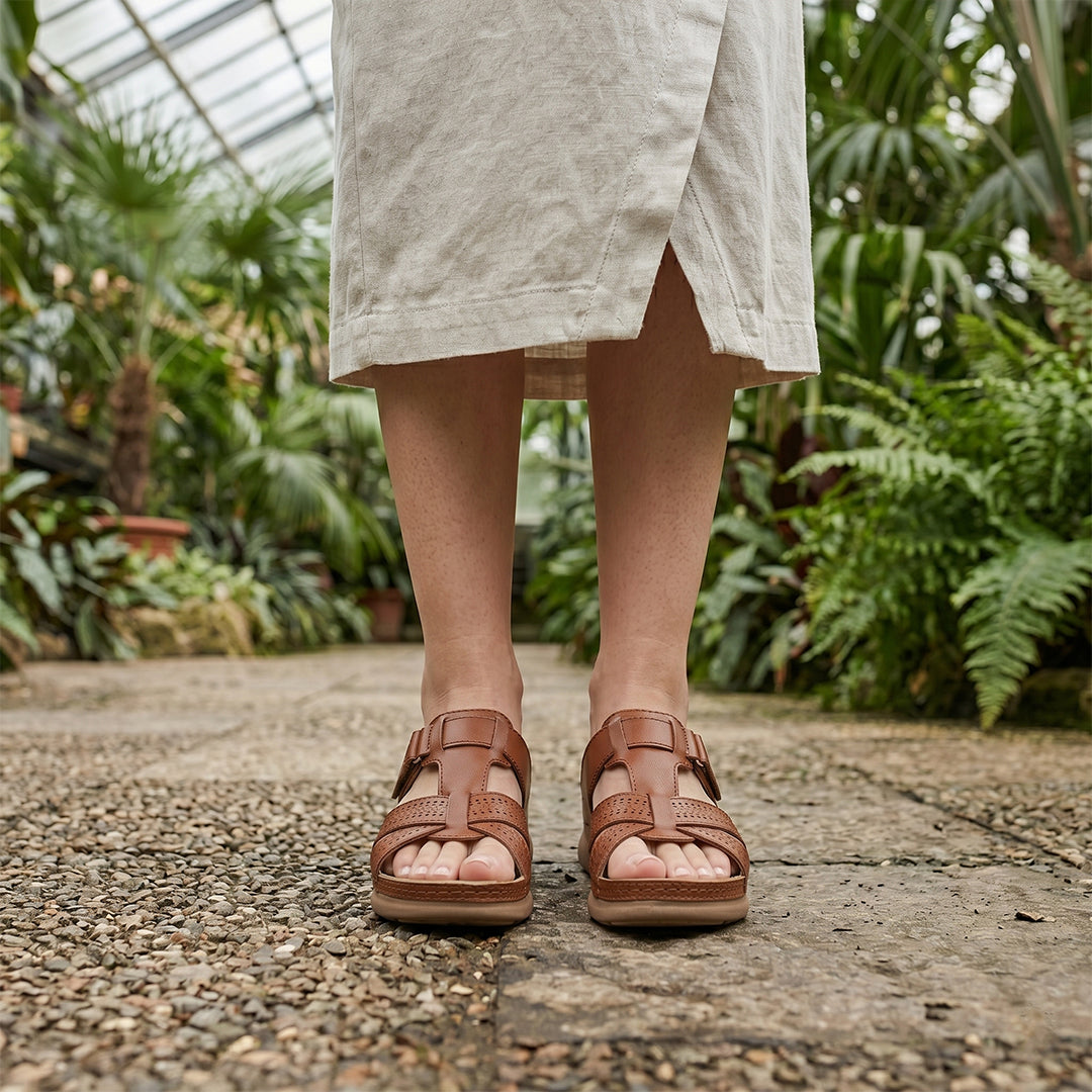 Ortho Roman Cushion Sandals for Everyday Walking and Arch Support - Brown