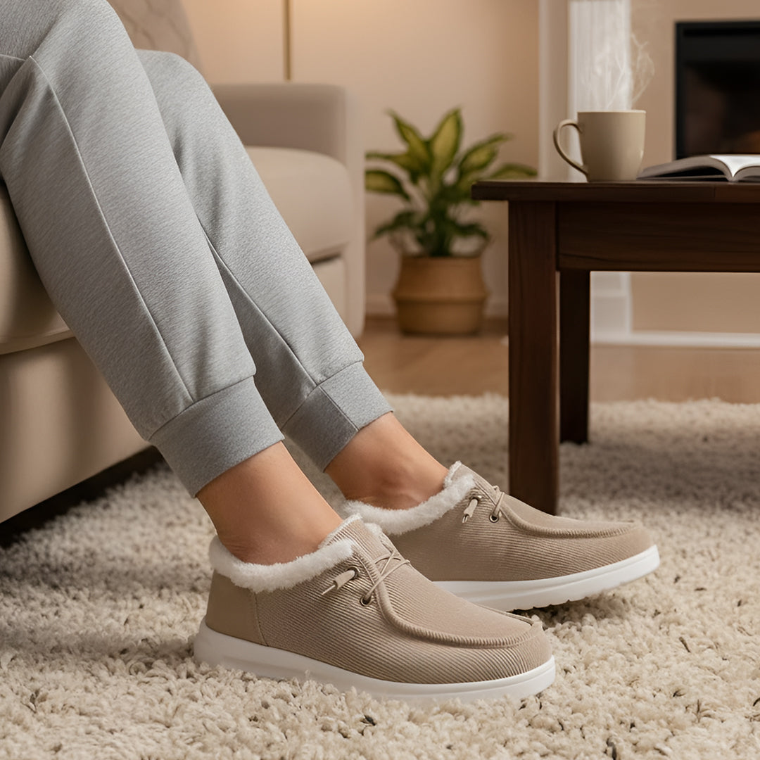 Cozy Memory Cushion House Slippers for Indoor Comfort and Warmth - Beige