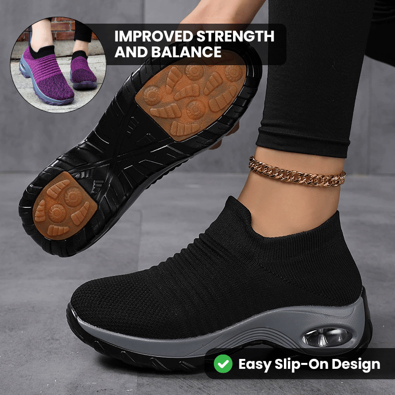 Women's Ortho Stretch Pro Shoes for Arch Support and All-Day Comfort - Black White