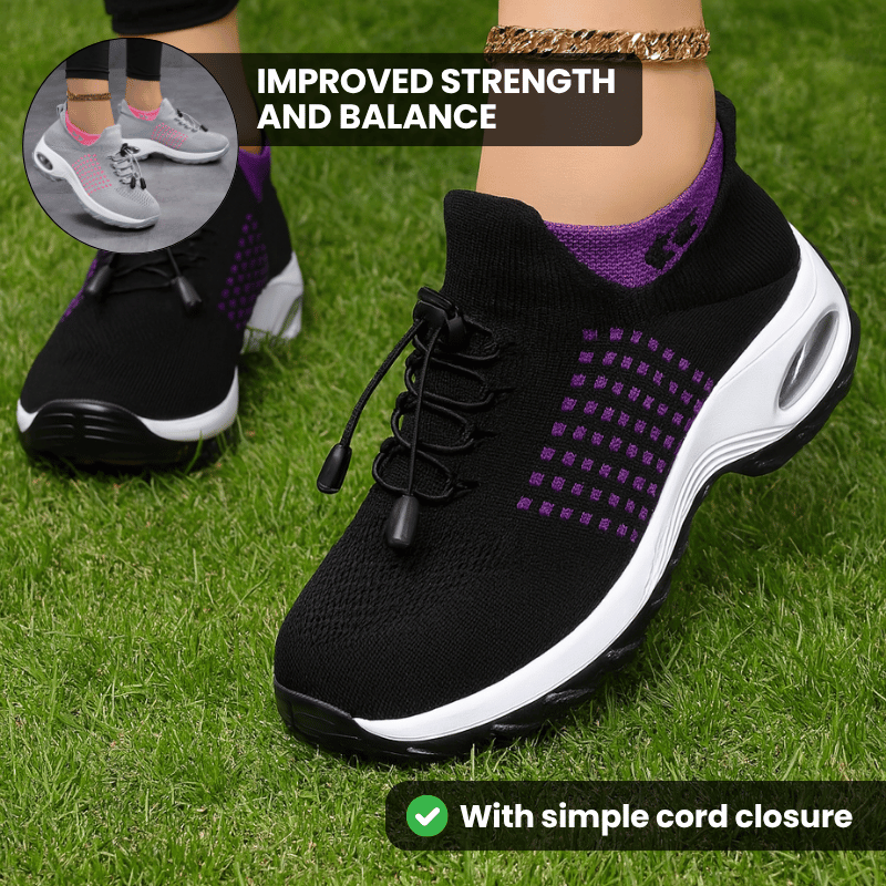 Women's Ortho Stretch Air Slip-On Shoes for Arch Support and All-Day Comfort - Black White