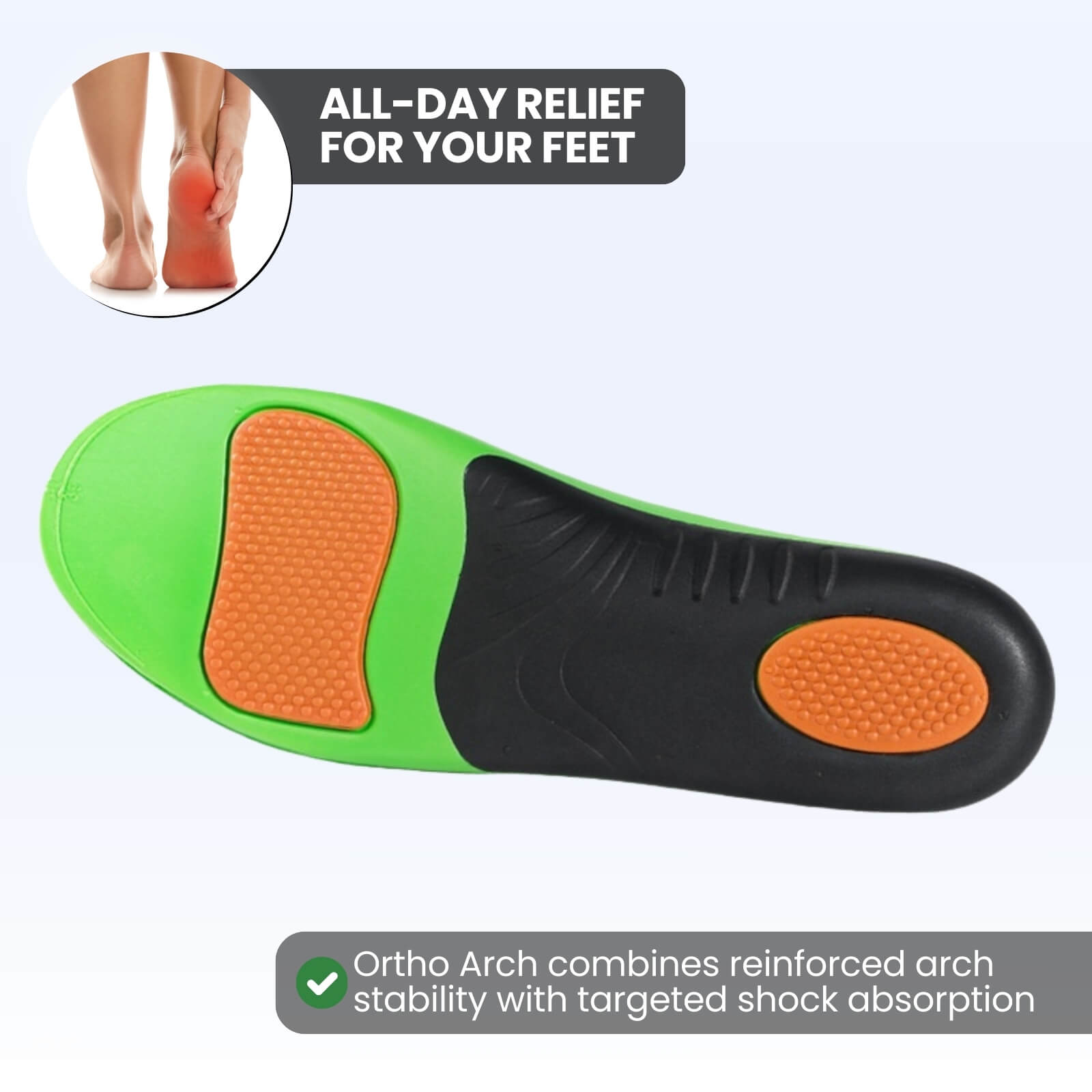 High-Density EVA Arch Support Insoles for Standing and Walking