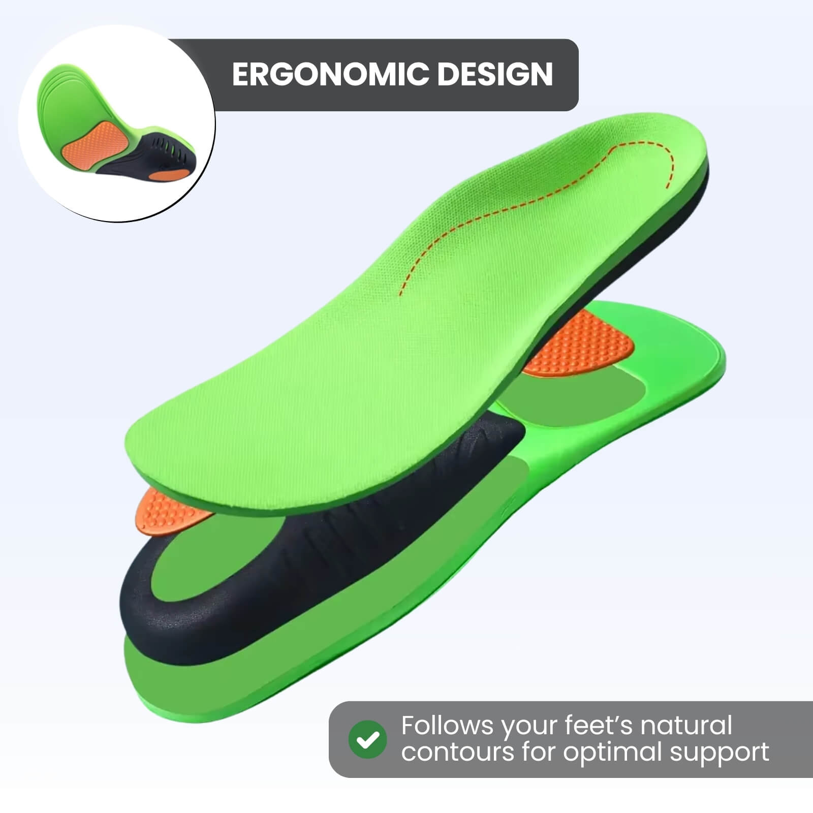 High-Density EVA Arch Support Insoles for Standing and Walking