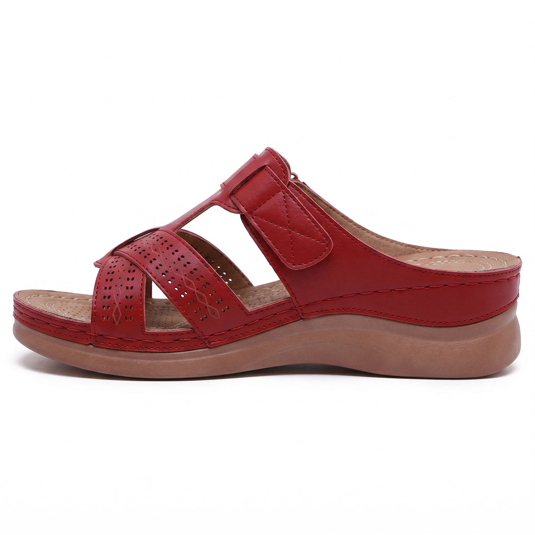 Ortho Roman Cushion Sandals for Everyday Walking and Arch Support - Red