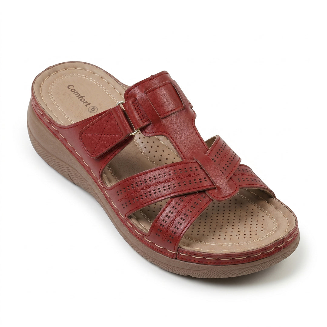 Ortho Roman Cushion Sandals for Everyday Walking and Arch Support - Red
