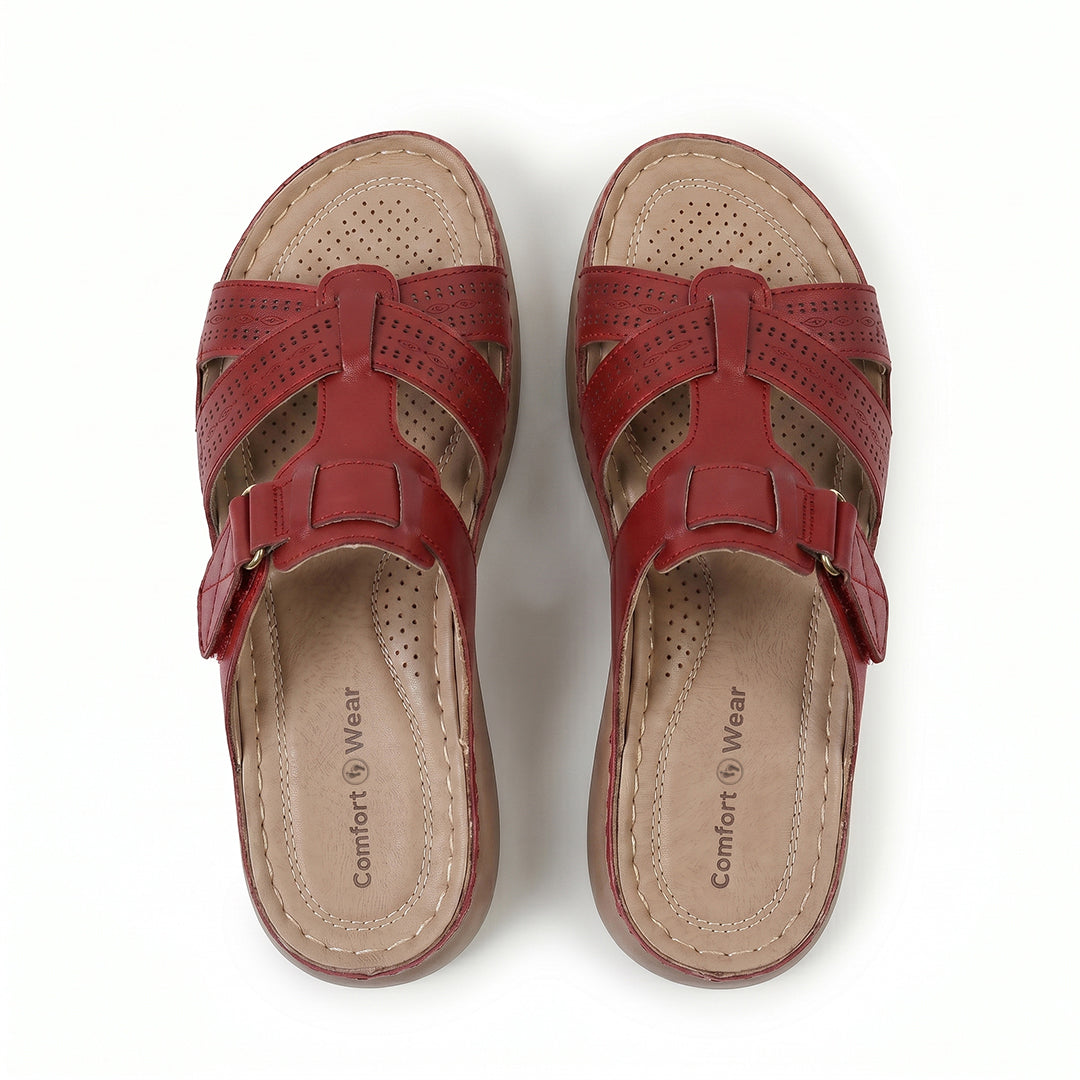 Ortho Roman Cushion Sandals for Everyday Walking and Arch Support - Red