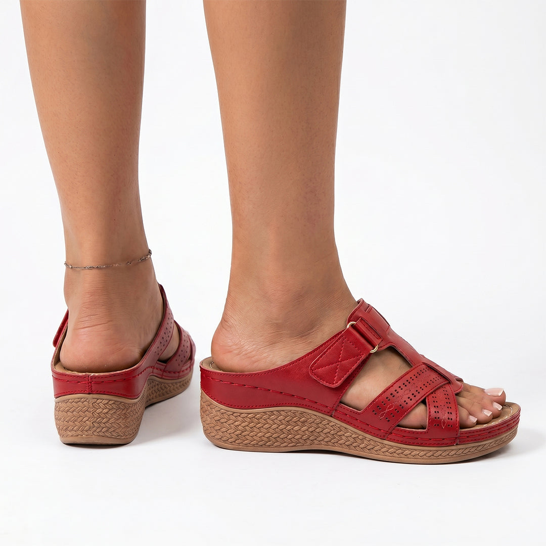 Ortho Roman Cushion Sandals for Everyday Walking and Arch Support - Red