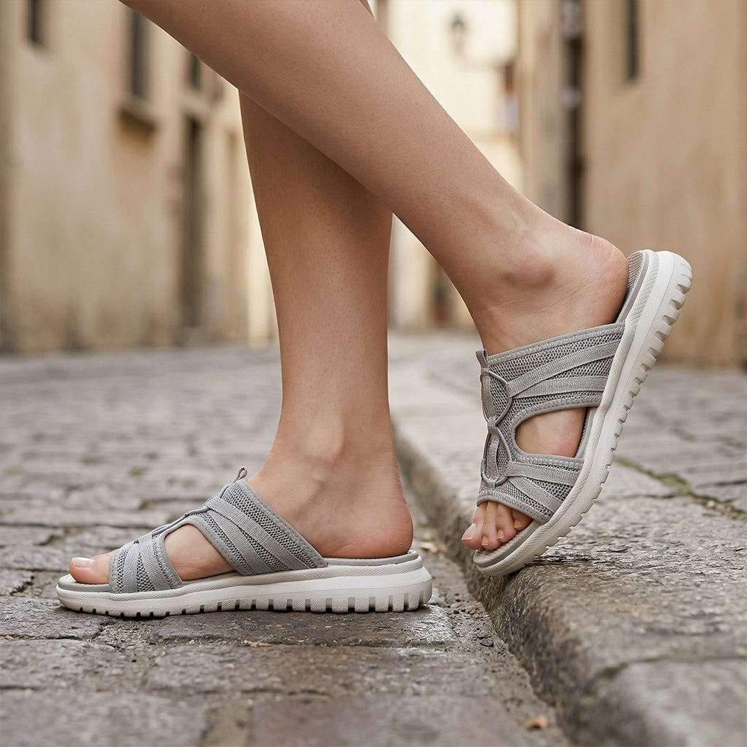 Women's Walking Sandals for Travel, Summer and All-Day Foot Comfort - Grey