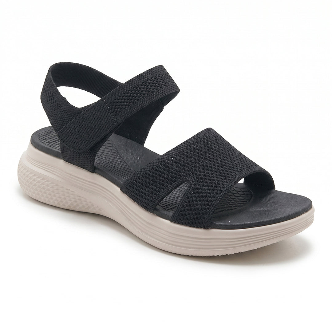 Women's Flexible Comfort Sandals for Summer Walking and Everyday Wear - Black