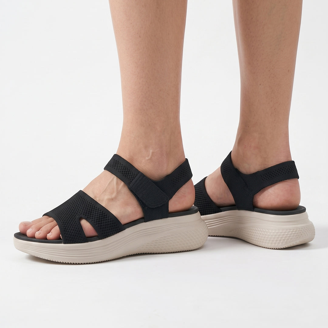 Women's Flexible Comfort Sandals for Summer Walking and Everyday Wear - Black
