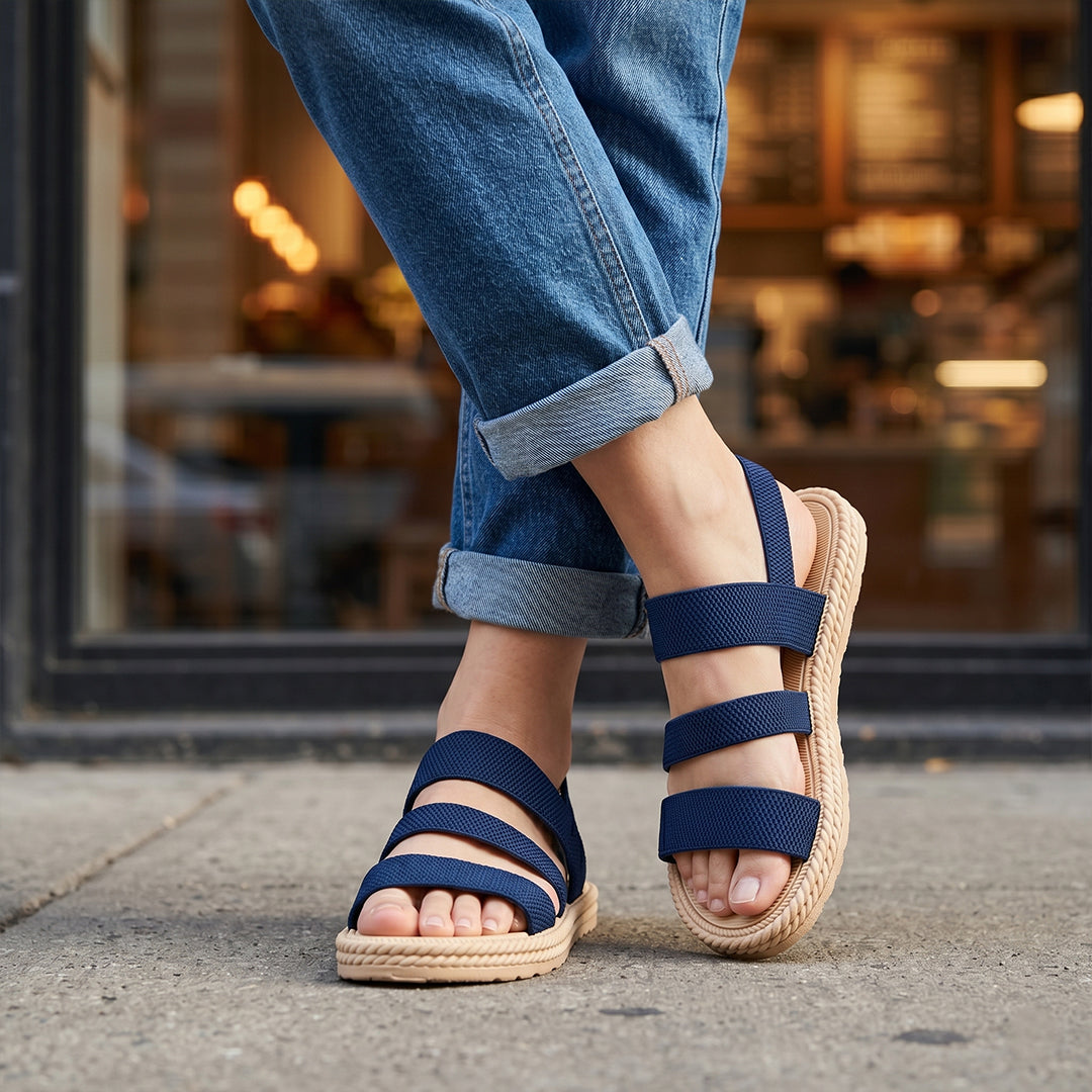 Women's Oasis Comfort Sandals for Beach, Travel and Everyday Walking - Navy