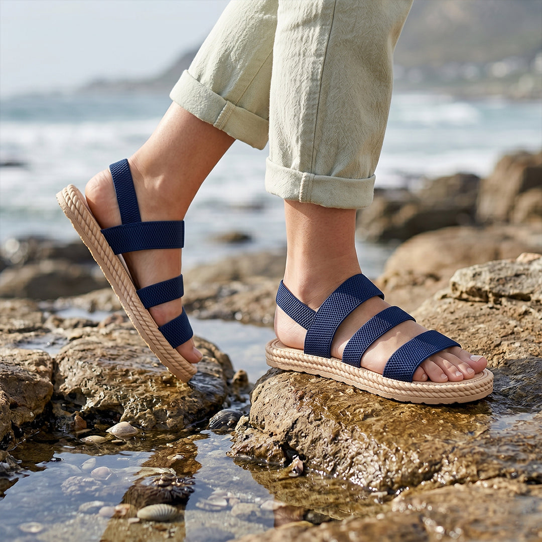 Women's Oasis Comfort Sandals for Beach, Travel and Everyday Walking - Navy