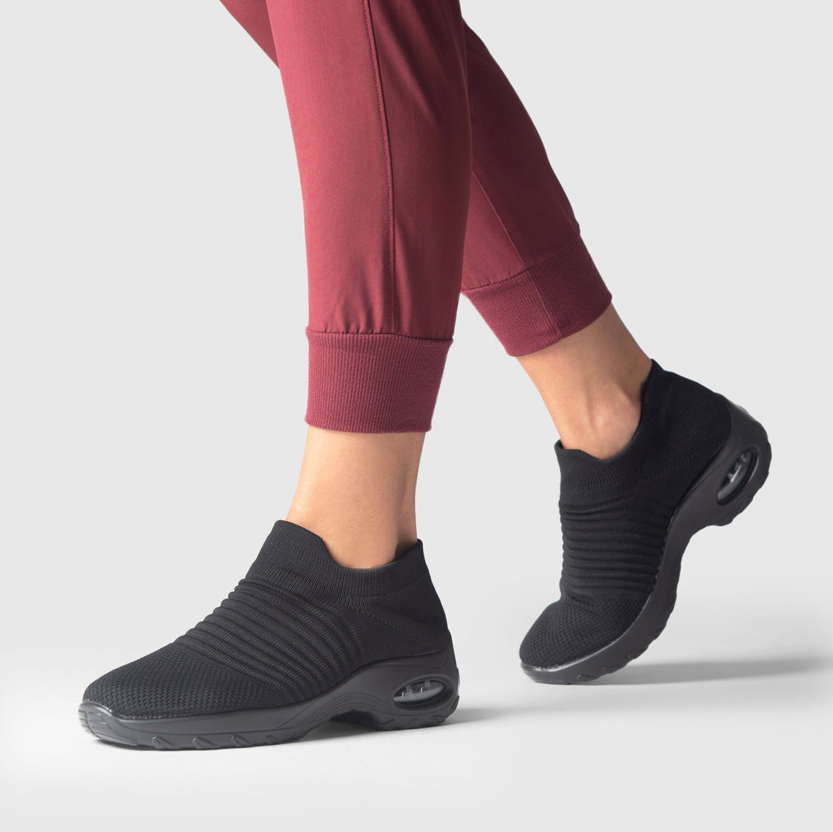 Women's Breathable No-Tie Stretch Shoes for Walking and All-Day Comfort - Black
