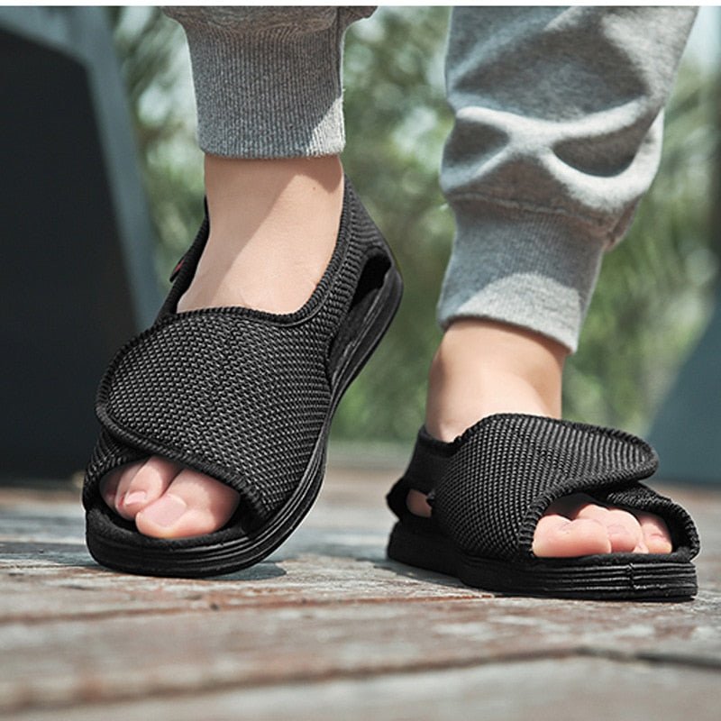 Women's Wide Fit Comfort Sandals for Walking, Travel and Everyday Support - Black