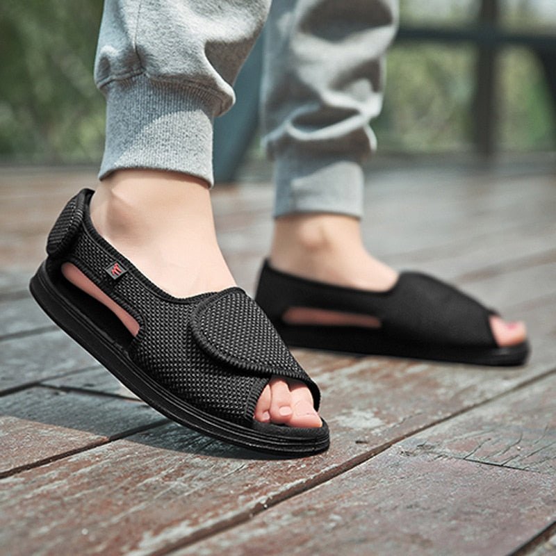 Men's Wide Fit Comfort Sandals for Walking, Travel and Everyday Support - Black