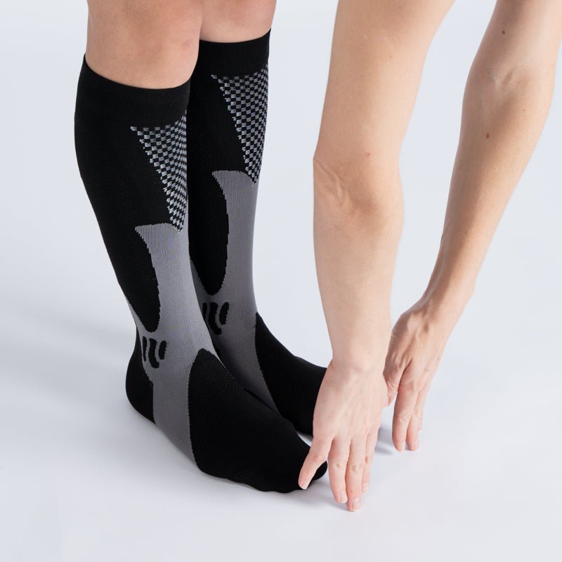 Comfort Compression Socks for Work, Travel and All-Day Leg Support - All Black