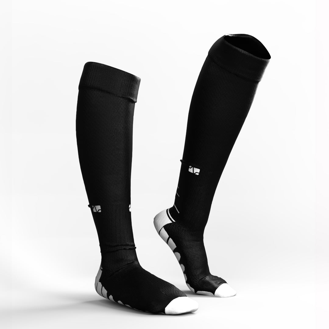 Comfort Compression Socks for Work, Travel and All-Day Leg Support - Black White