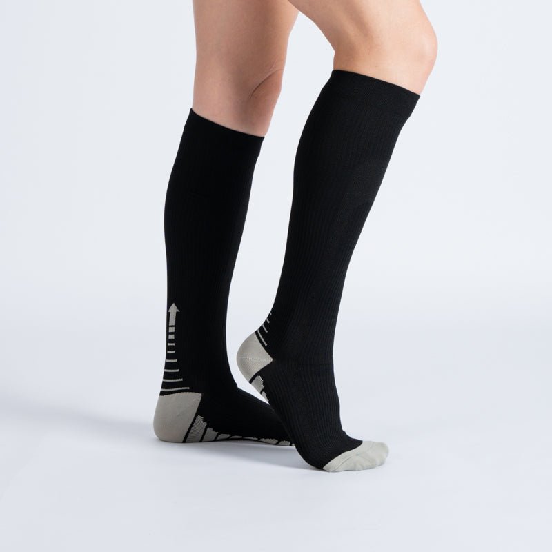Comfort Compression Socks for Work, Travel and All-Day Leg Support - Black White