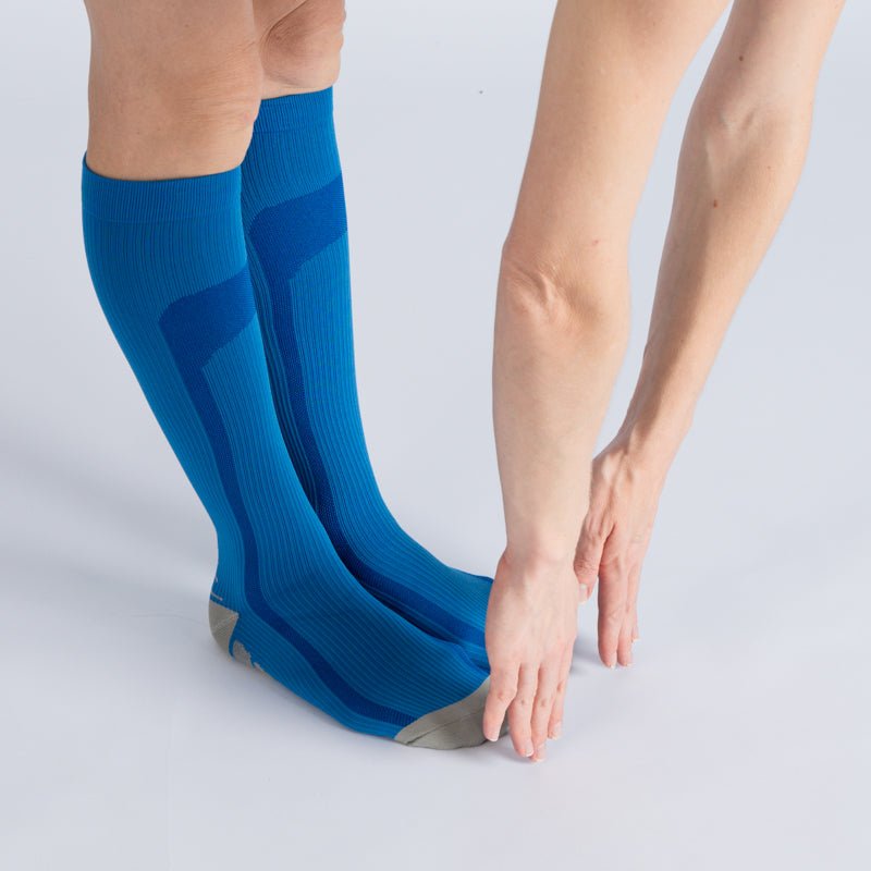Comfort Compression Socks for Work, Travel and All-Day Leg Support - Blue Grey