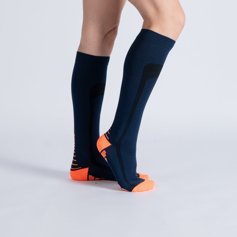 Comfort Compression Socks for Work, Travel and All-Day Leg Support - Blue Orange